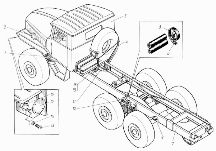 Доработанные узлы базового автомобиля 9531 (ДЭ-226)