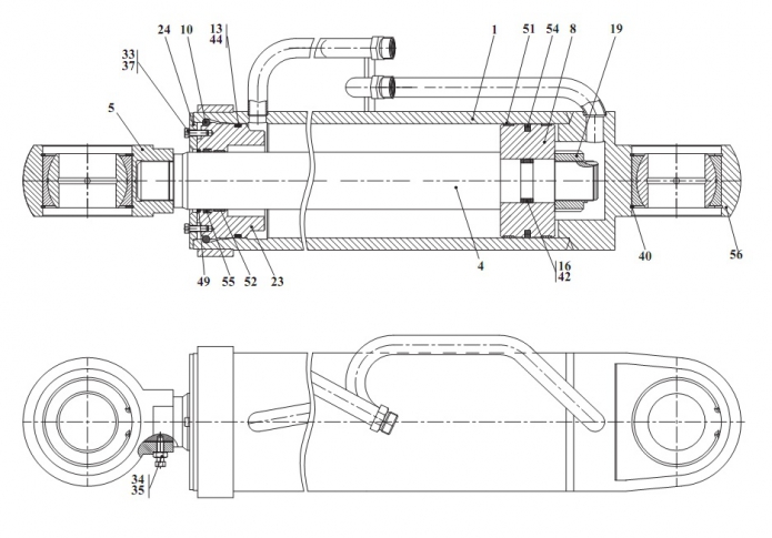 Гидроцилиндр ковшовый 332В, В4,С4-02(1)