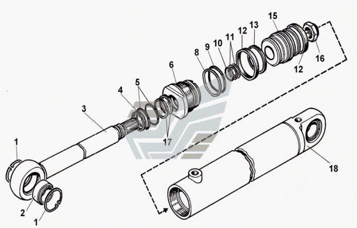 Гидроцилиндр поворота ковша 208b(1)