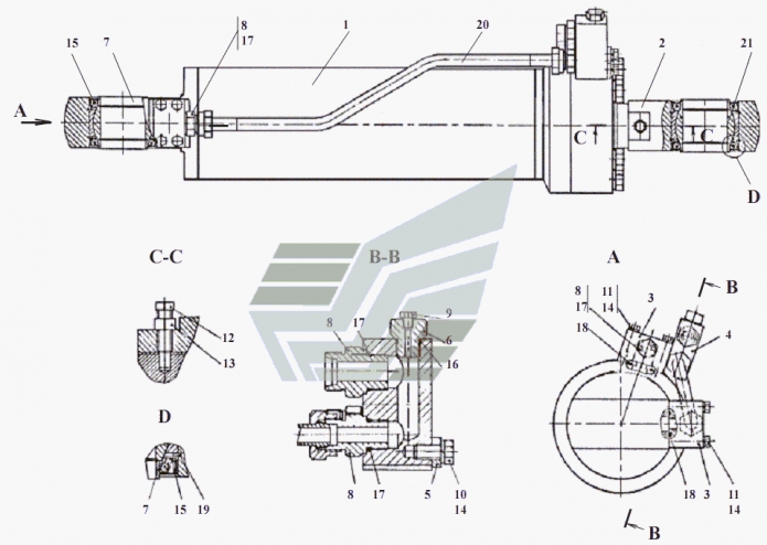 Гидроцилиндр поворота левый 361(1)