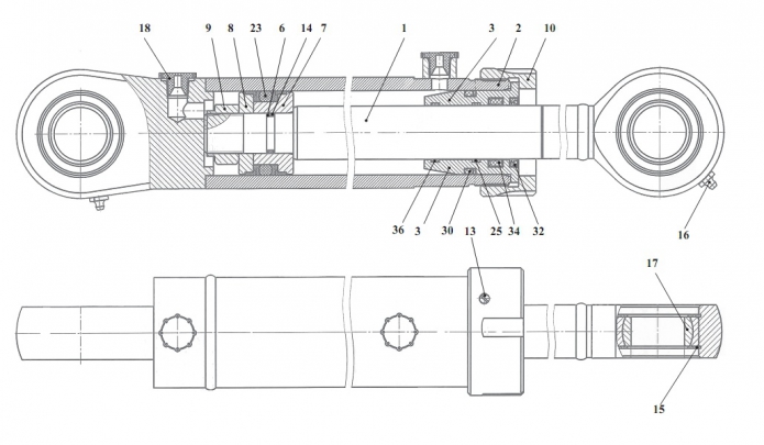 Гидроцилиндр поворота руля 332В, В4,С4-02(2)