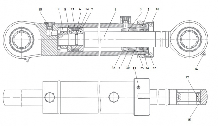 Гидроцилиндр поворота руля 342В, В4, В4-01, С4, С4-01, Р(2)