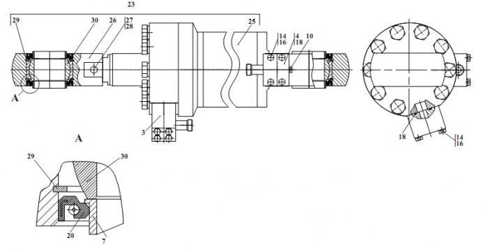 Гидроцилиндр рулевой правый 371(1)
