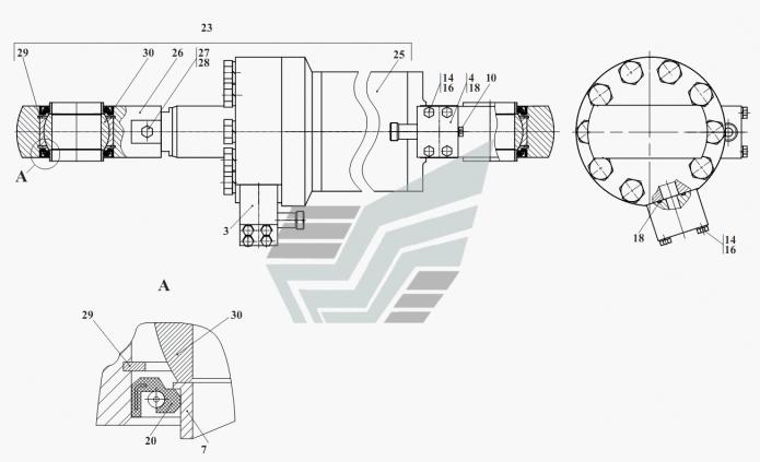 Гидроцилиндр рулевой правый 371a(1)