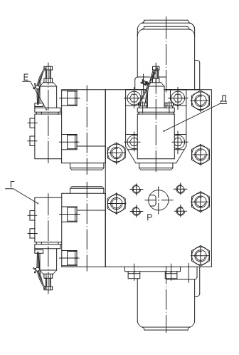 Гидрораспределитель 4-х секционный с гидроуправлением 332В, В4,С4-02(2)