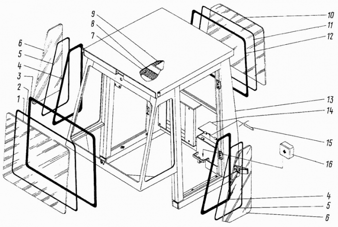 Кабина (каркас и стекла) 342B(1)