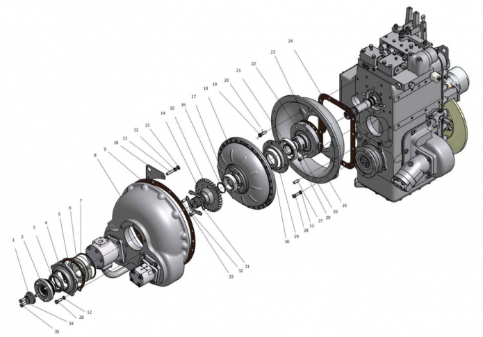 Передача гидромеханическая унифицированная 342В, В4, В4-01, С4, С4-01, Р(2)