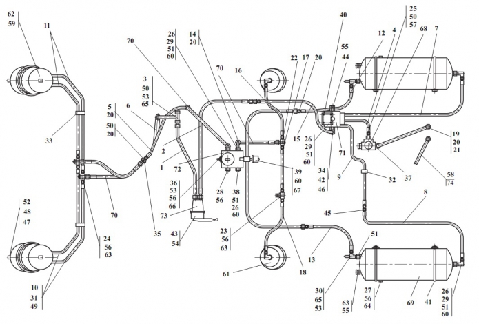 Пневмосистема 333В,333В-01,333В4,332С-01,332С4-01(1)