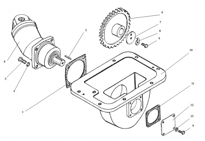 Редуктор отбора мощности на аварийный насос руля 325(1)