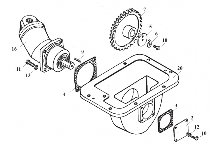 Редуктор отбора мощности на аварийный насос руля 342В, В4, В4-01, С4, С4-01, Р(1)