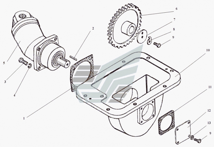 Редуктор отбора мощности на аварийный насос руля 351(1)