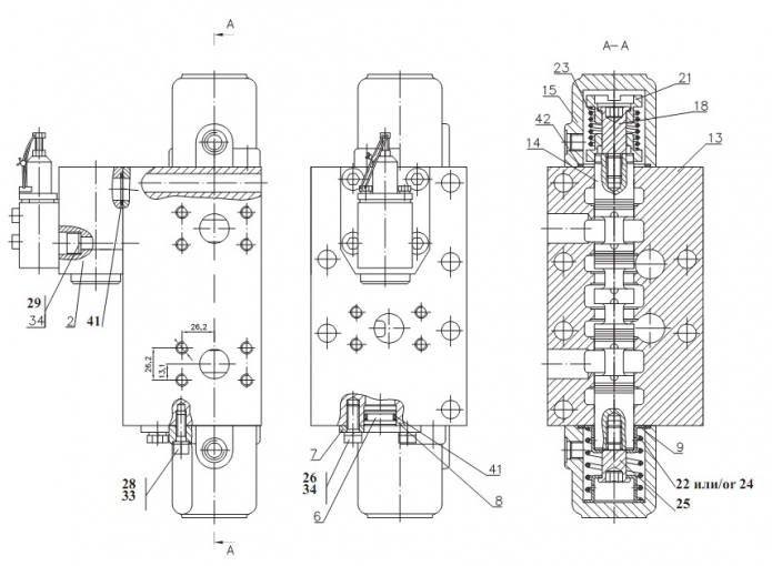 Секция рабочая 3-х позиционная 342В, В4, В4-01, С4, С4-01, Р(4)