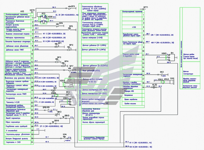 Схема электрическая принципиальная контроля и сигнализации 361(1)