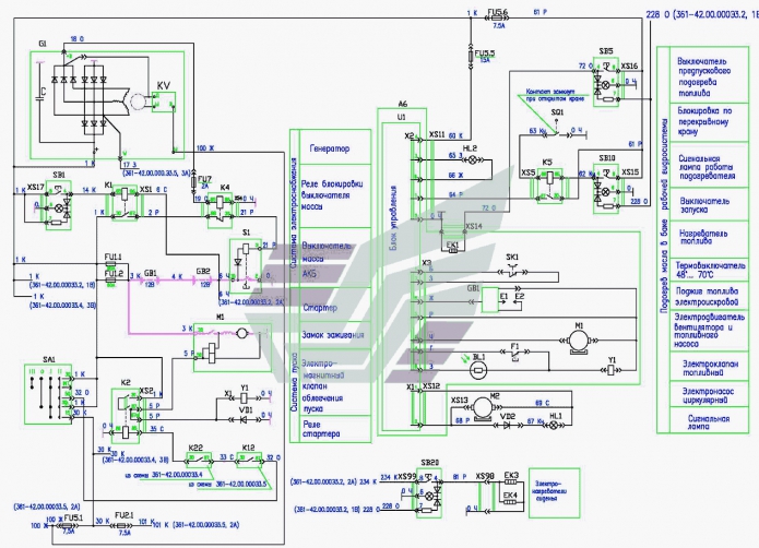 Схема электрическая принципиальная силовой установки 361(1)