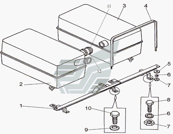 Установка баков топливных 702, 702А, 702А-01, 702B