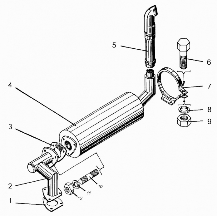Установка глушителя 333(1)