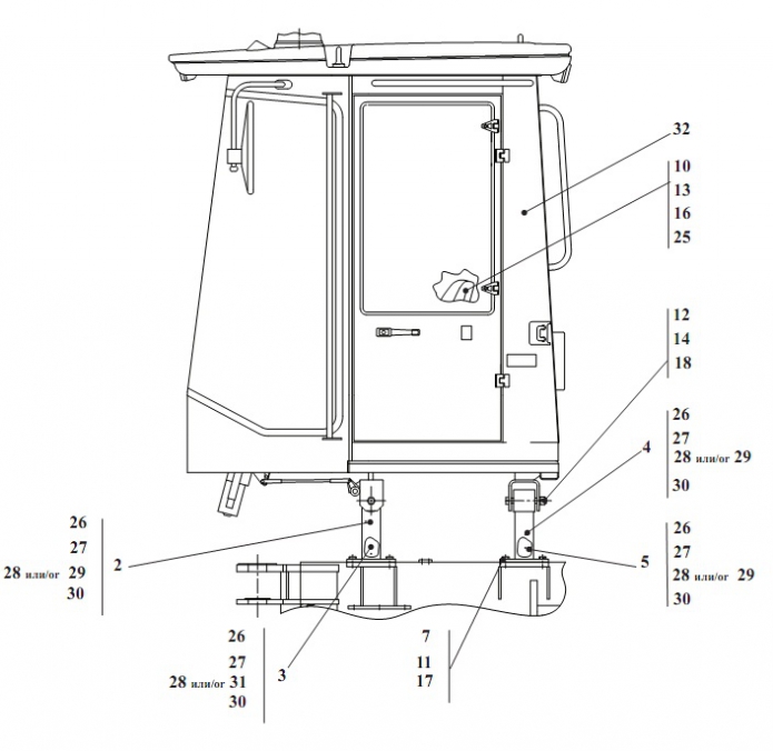 Установка кабины 342В, В4, В4-01, С4, С4-01, Р(1)