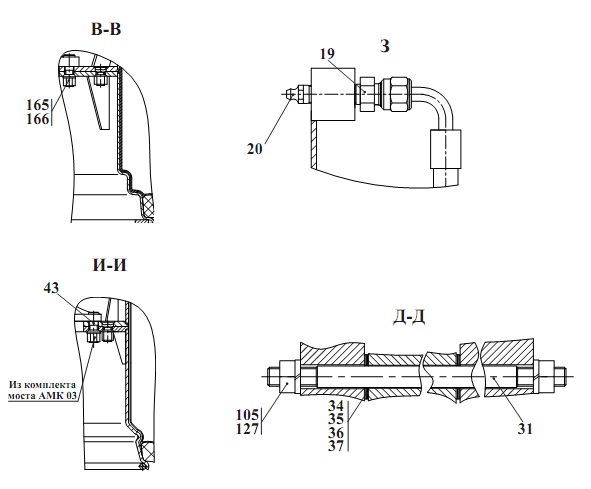 Установка мостов и колес 2551(5)