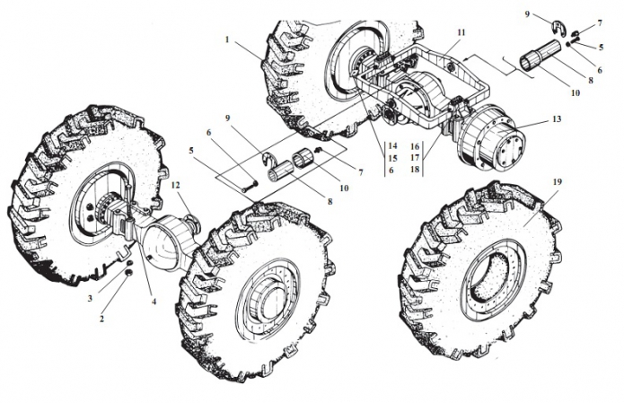 Установка мостов и колес 325(1)