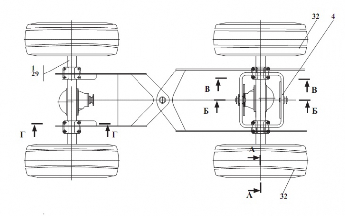Установка мостов и колес 332В, В4,С4-02(1)