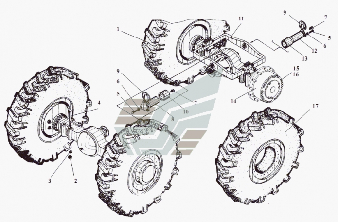 Установка мостов и колес 351(1)