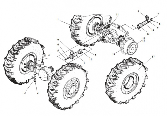 Установка мостов и колес 352С(1)