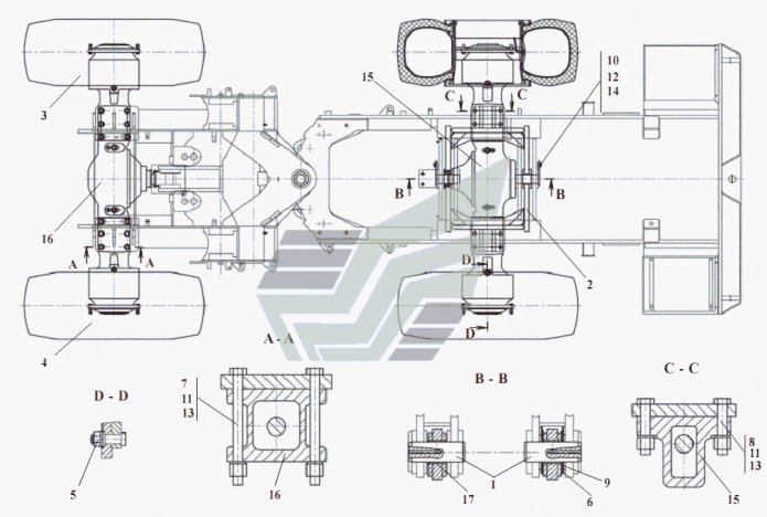 Установка мостов и колес 361(1)
