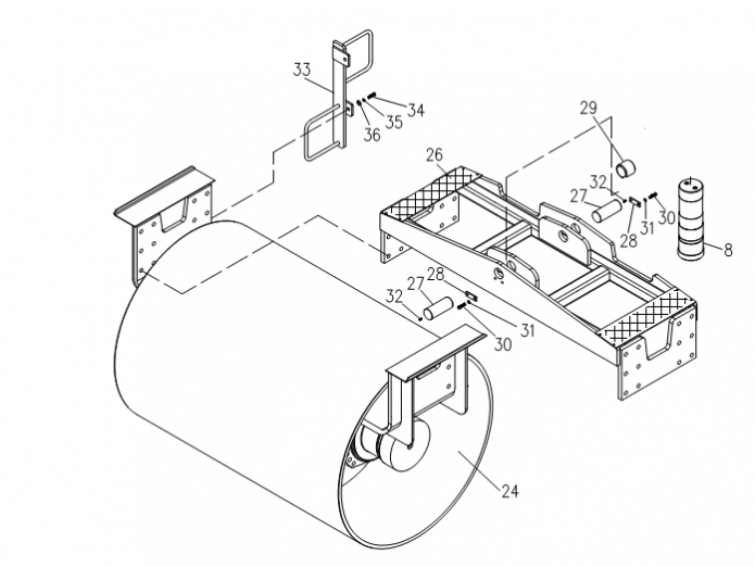 Установка переднего вальца