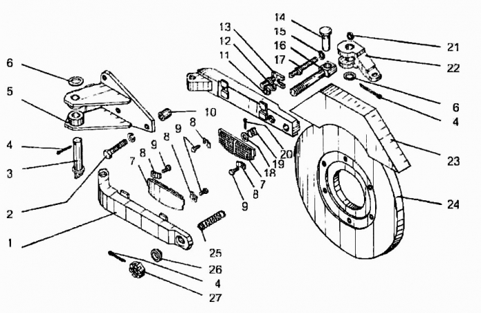 Установка стояночного тормоза 333(1)