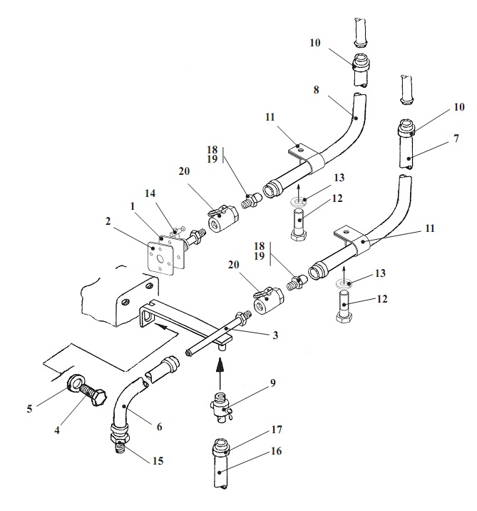 Установка трубопроводов отопителя 332В, В4,С4-02(1)