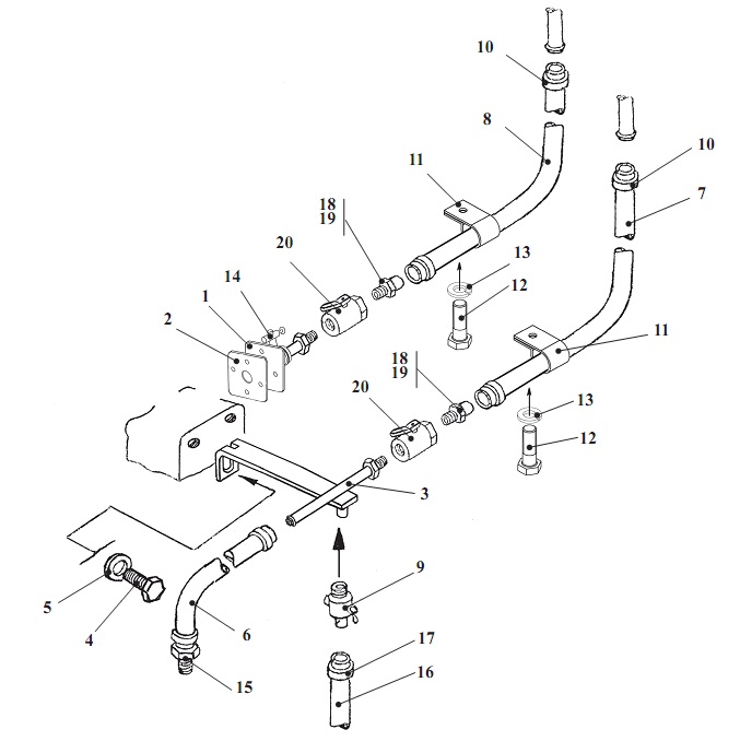 Установка трубопроводов отопителя 342В, В4, В4-01, С4, С4-01, Р(1)