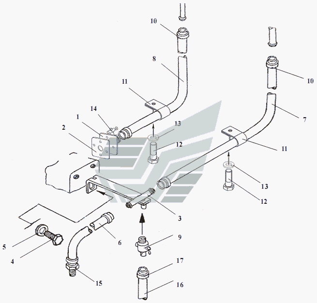 Установка трубопроводов отопителя 351(1)