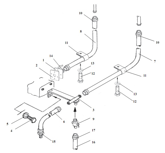 Установка трубопроводов отопителя 352(1)