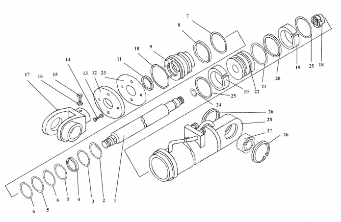 Запчасти для Амкодор 333В (ТО18Б3) в узле \"Цилиндр стреловой\" в разрезе ...