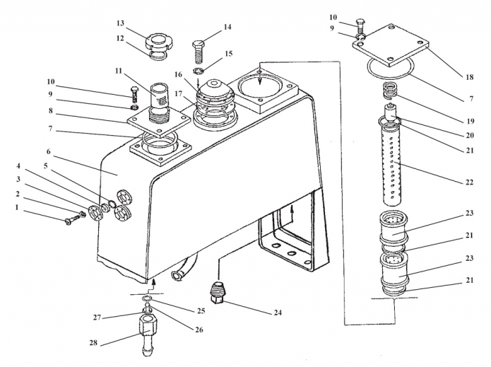 Запчасти для Амкодор 333В (ТО18Б3) в узле \"Гидробак\" в разрезе схемы ...