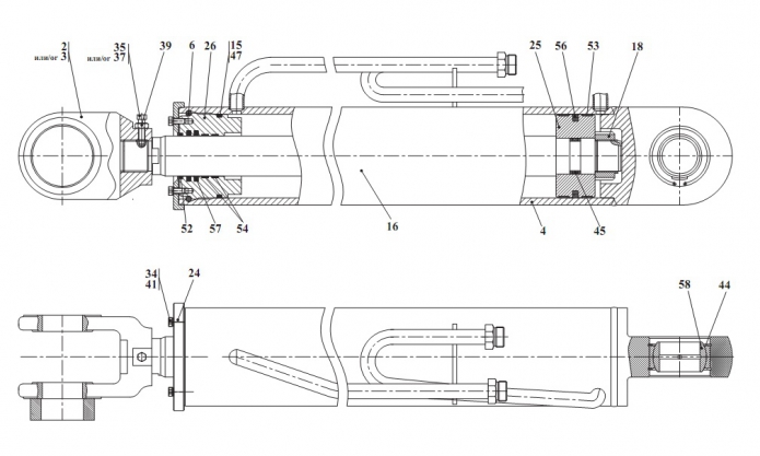 Гидроцилиндр стреловой 332В, В4,С4-02(1)