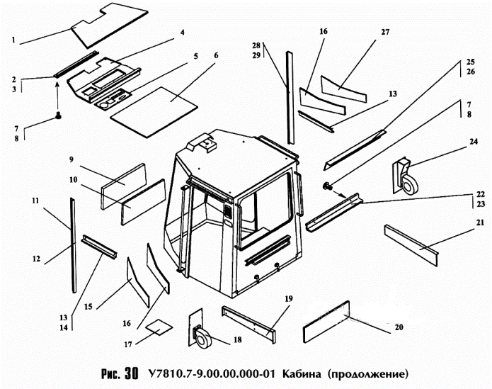 Запчасти для Амкодор-342С в узле "Кабина" в разрезе схемы №43-2572