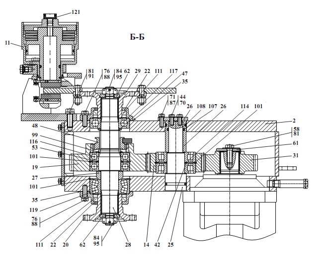 Запчасти для Амкодор 527 в узле "Редуктор гидромотора" в разрезе схемы ...