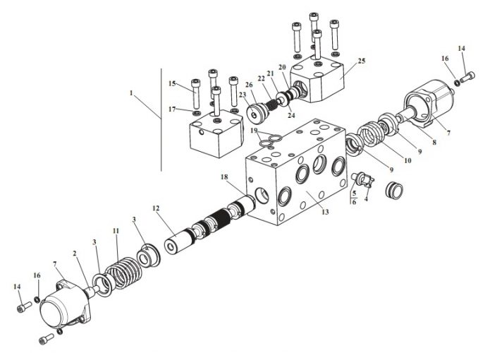 Секция рабочая 3-х позиционная с переливными клапанами 325(1)