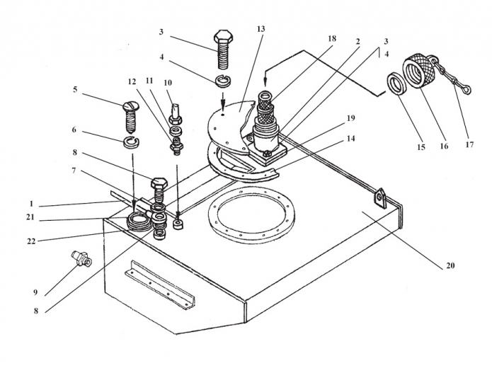 Запчасти для Амкодор 333В (ТО18Б3) в узле "Топливный бак" в разрезе ...