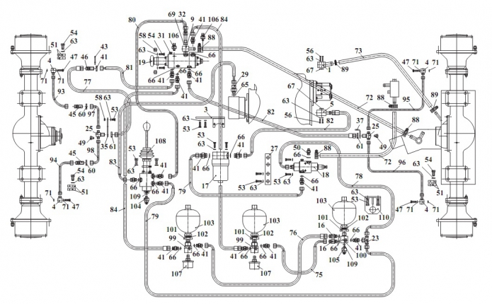 Гидросистема тормозов 342В, В4, В4-01, С4, С4-01, Р(1)